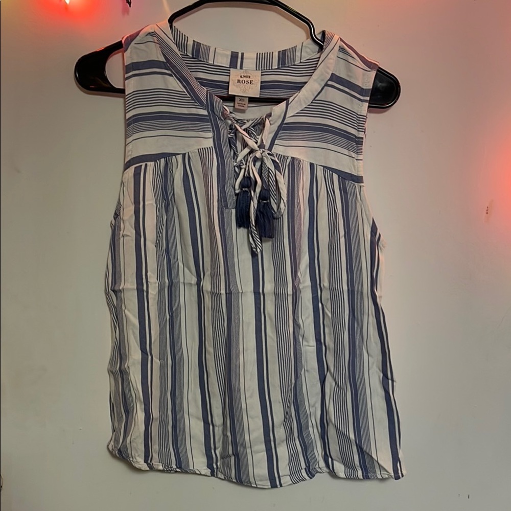 Women's Blue and White Striped Top